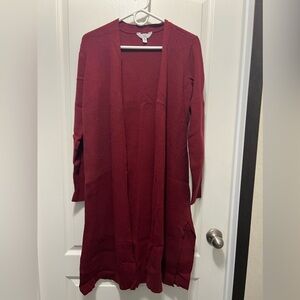 Size XL maroon color long cardigan sweater